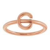 14K Gold Initial C Ring - Rose Gold - view 3