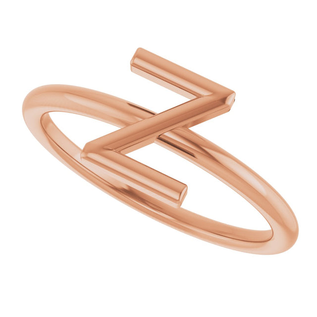 14K Gold Initial Z Ring - Rose Gold - view 5