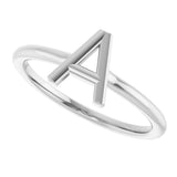 14K Gold Initial A Ring - White Gold - view 5