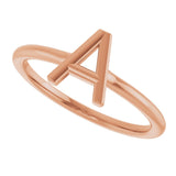 14K Gold Initial A Ring - Rose Gold - view 5