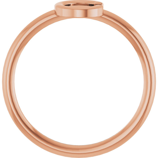 14K Gold Initial C Ring - Rose Gold - view 2