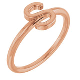 14K Gold Initial S Ring - Rose Gold