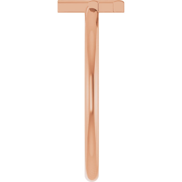 14K Gold Initial F Ring - Rose Gold - view 4