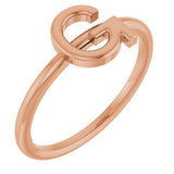 14K Gold Initial G Ring - Rose Gold