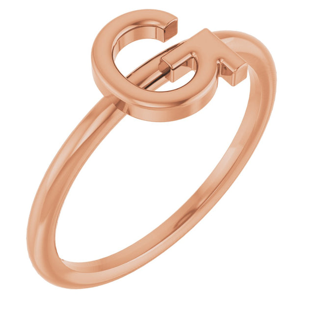 14K Gold Initial G Ring - Rose Gold