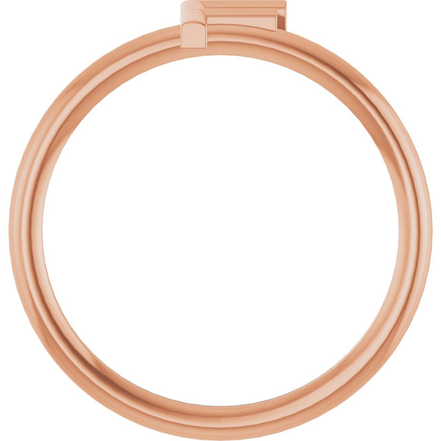 14K Gold Initial F Ring - Rose Gold - view 2