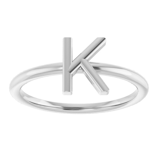 Platinum Initial K Ring - view 3