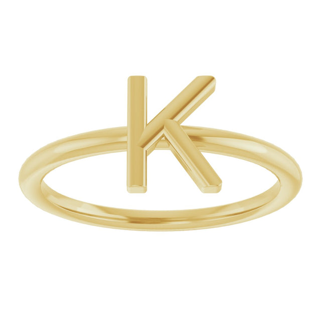 14K Gold Initial K Ring - Yellow Gold - view 3