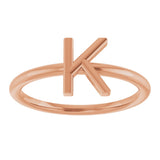 14K Gold Initial K Ring - Rose Gold - view 3