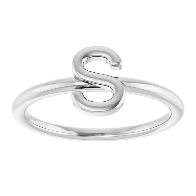 14K Gold Initial S Ring - White Gold - view 3