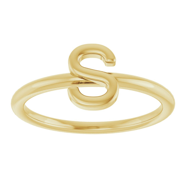 14K Gold Initial S Ring - Yellow Gold - view 3