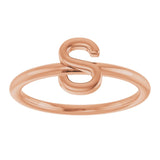 14K Gold Initial S Ring - Rose Gold - view 3