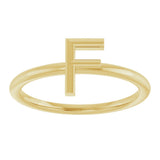 14K Gold Initial F Ring - Yellow Gold - view 3