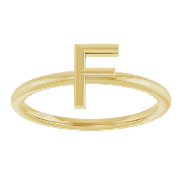 14K Gold Initial F Ring - Yellow Gold - view 3