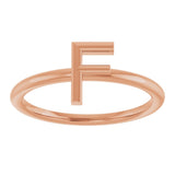 14K Gold Initial F Ring - Rose Gold - view 3