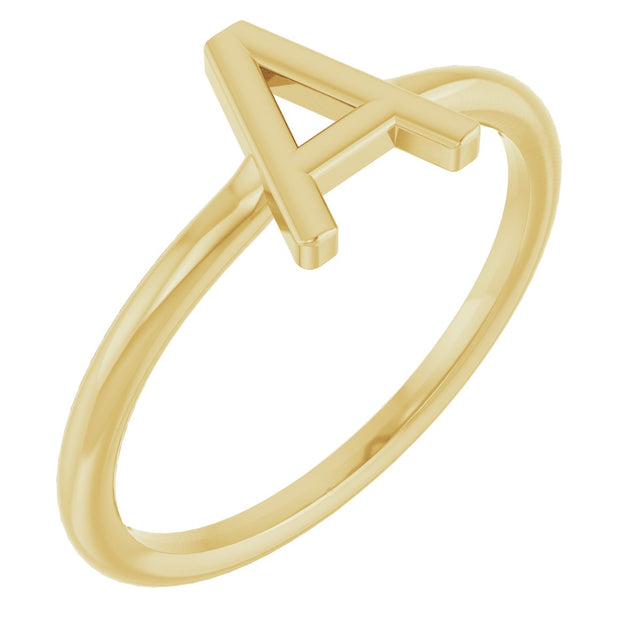 14K Gold Initial A Ring - Yellow Gold