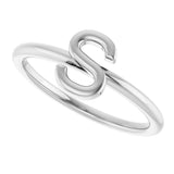 Platinum Initial S Ring - view 5
