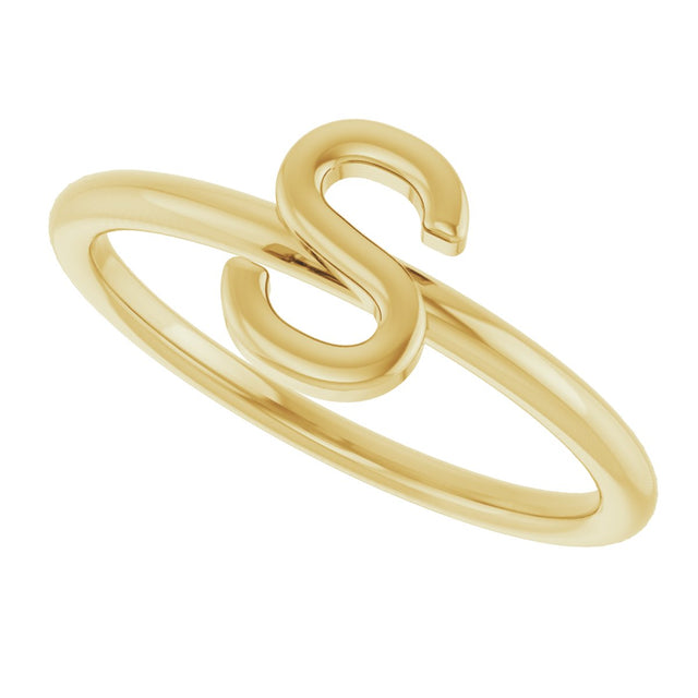 14K Gold Initial S Ring - Yellow Gold - view 5