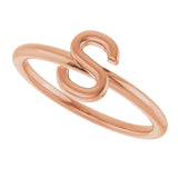 14K Gold Initial S Ring - Rose Gold - view 5