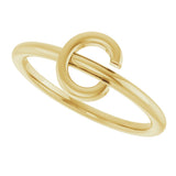 14K Gold Initial C Ring - Yellow Gold - view 5