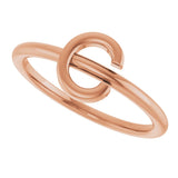 14K Gold Initial C Ring - Rose Gold - view 5
