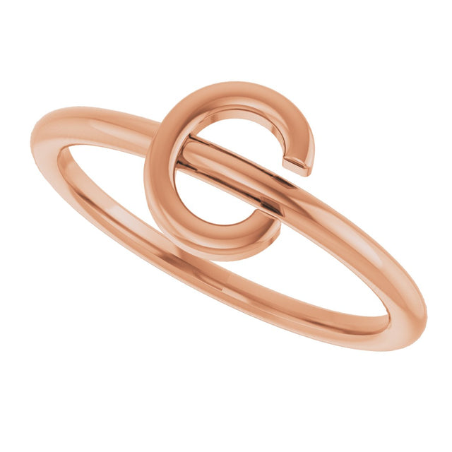 14K Gold Initial C Ring - Rose Gold - view 5