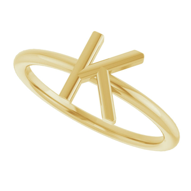 14K Gold Initial K Ring - Yellow Gold - view 5
