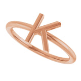 14K Gold Initial K Ring - Rose Gold - view 5