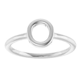 14K Gold Initial O Ring - White Gold - view 3