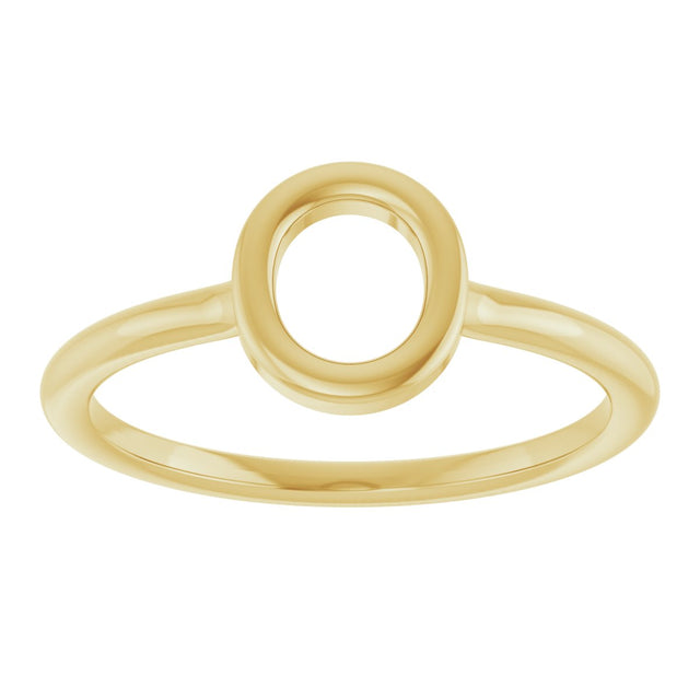 14K Gold Initial O Ring - Yellow Gold - view 3