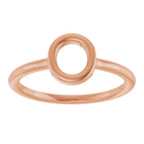 14K Gold Initial O Ring - Rose Gold - view 3