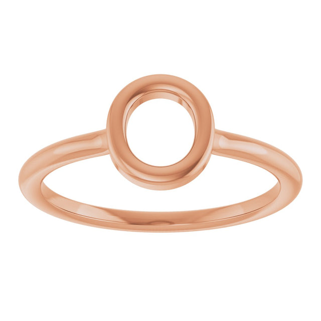 14K Gold Initial O Ring - Rose Gold - view 3