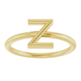14K Gold Initial Z Ring - Yellow Gold - view 3
