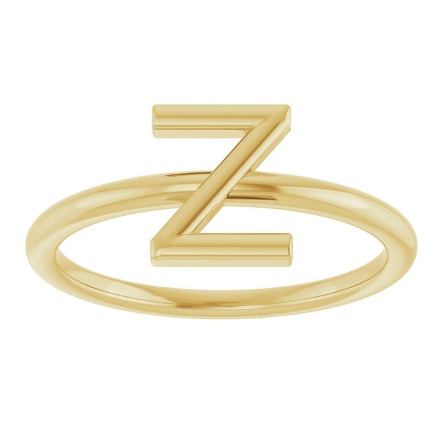 14K Gold Initial Z Ring - Yellow Gold - view 3
