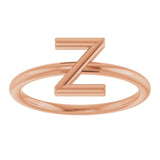 14K Gold Initial Z Ring - Rose Gold - view 3