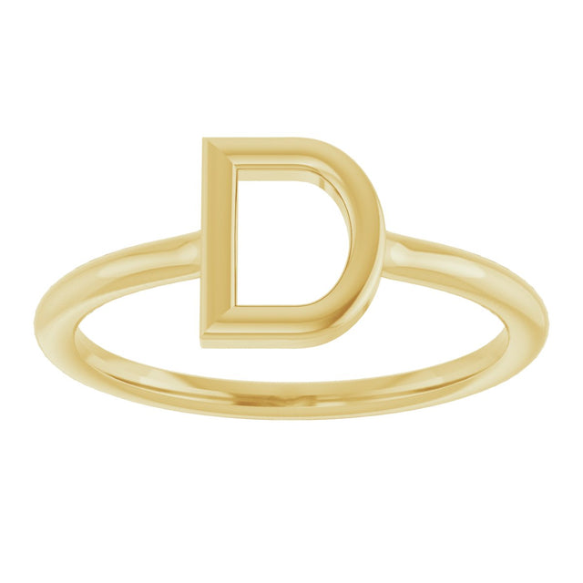 14K Gold Initial D Ring - Yellow Gold - view 3