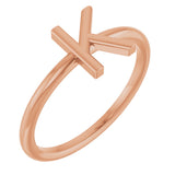 14K Gold Initial K Ring - Rose Gold