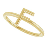 14K Gold Initial F Ring - Yellow Gold - view 5