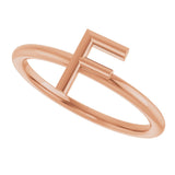 14K Gold Initial F Ring - Rose Gold - view 5