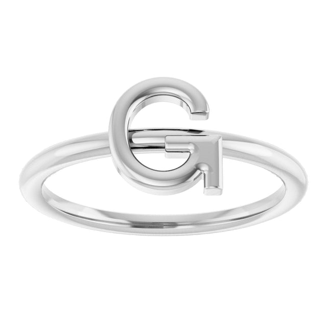 Platinum Initial G Ring - view 3
