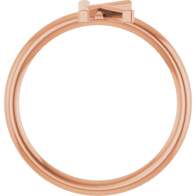 14K Gold Initial K Ring - Rose Gold - view 2
