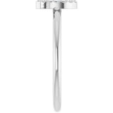 Platinum Round Natural Diamond Accented Initial Ring - view 8