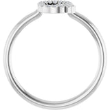 14K Gold Round Natural Diamond Accented Initial Ring - White Gold - view 6