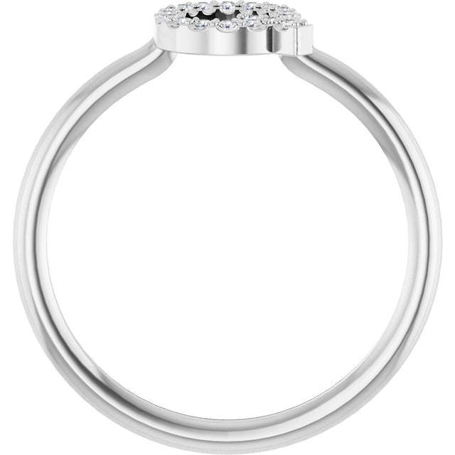Platinum Round Natural Diamond Accented Initial Ring - view 6