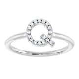 Platinum Round Natural Diamond Accented Initial Ring - view 7