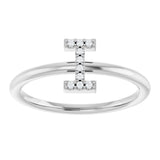 14K Gold Round Natural Diamond Accented Initial Ring - White Gold - view 7