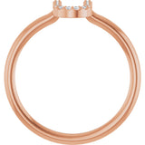 14K Gold Round Natural Diamond Accented Initial Ring - Rose Gold - view 6