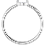 14K Gold Round Natural Diamond Accented Initial Ring - White Gold - view 6
