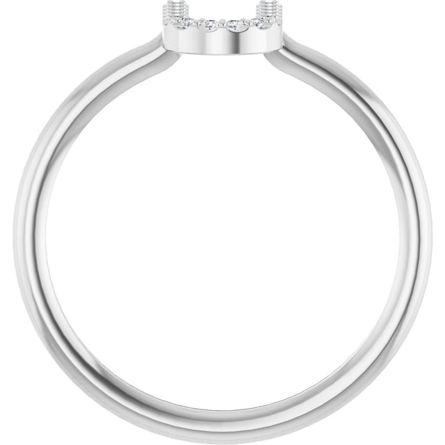 14K Gold Round Natural Diamond Accented Initial Ring - White Gold - view 6