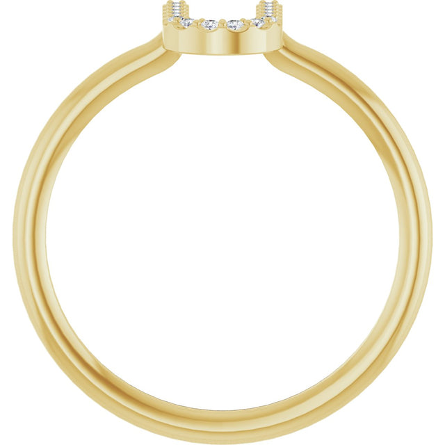 14K Gold Round Natural Diamond Accented Initial Ring - Yellow Gold - view 6